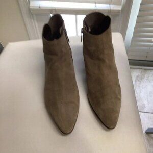 Aquatalia Ankle Boots Tan-Beige Low-Heel Booties Suede US 8